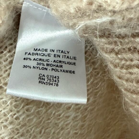 Bianco & Blu Italy Large Tan Cream Checkered Mohair Wool Blend Sweater Pullover - Picture 4 of 4